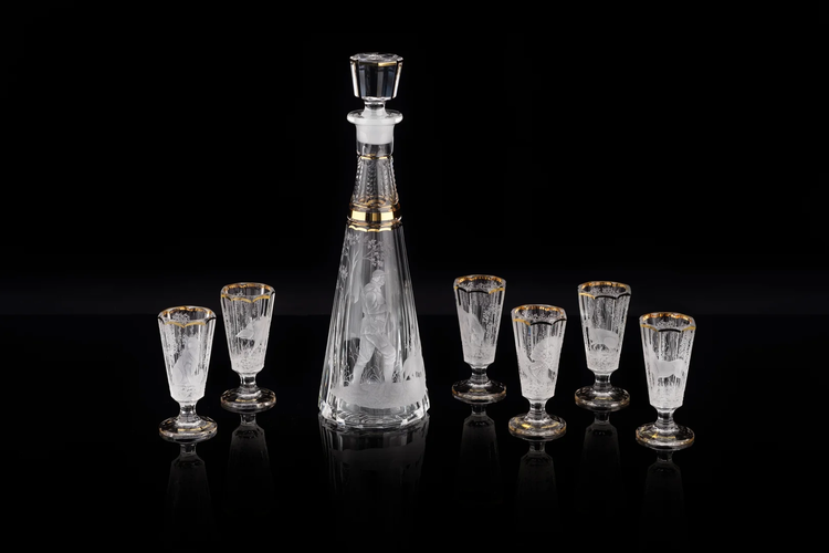 Набор для водки «Боярин» с гравировкой с охотничьей тематикой